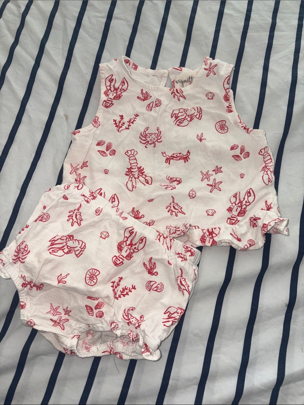 Unbranded Pink & White Lobster Print Baby Matching Underwear Set